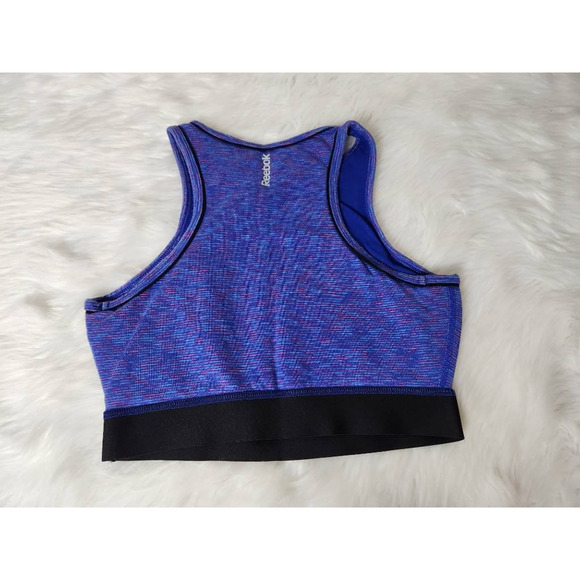 Reebok Womens Sports Bra Multicolor Space Dye Racerback Stretch Pullover Top S - Picture 2 of 5
